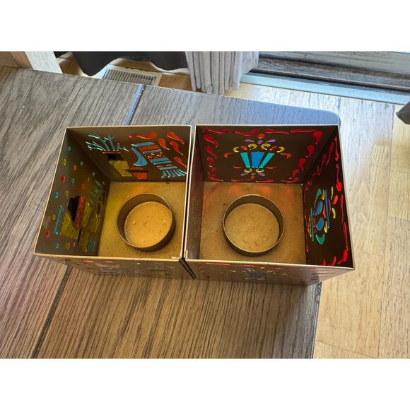 Retired Set 2 PartyLite Southwestern Lights Holiday Tea Light Candle Holders 3” - Picture 3 of 7